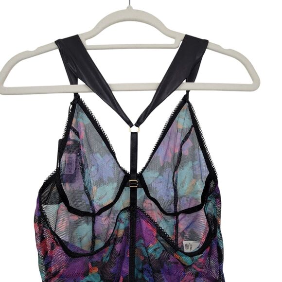 Mapale Black Dream Sheer Flower Print Teddy Size Large W/Flaw - Picture 5 of 12